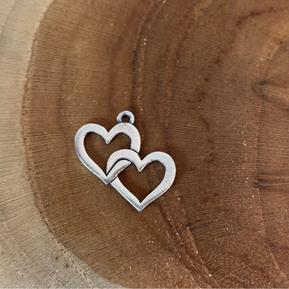 RETIRED James Avery cupid hearts charm, sterling silver